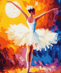 Colorful Ballerina Under Moonlight Diamond Painting