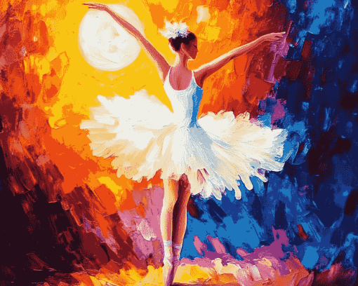 Colorful Ballerina Under Moonlight Diamond Painting