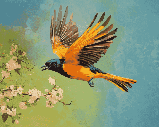 Colorful Baltimore Oriole Diamond Painting