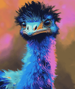 Colorful Blue Emu Diamond Painting