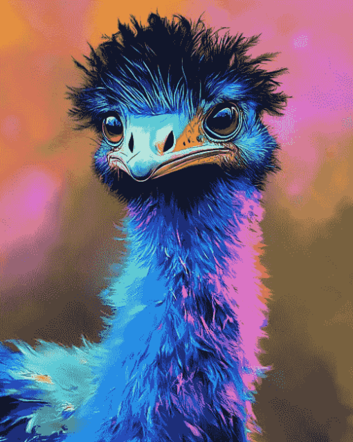 Colorful Blue Emu Diamond Painting