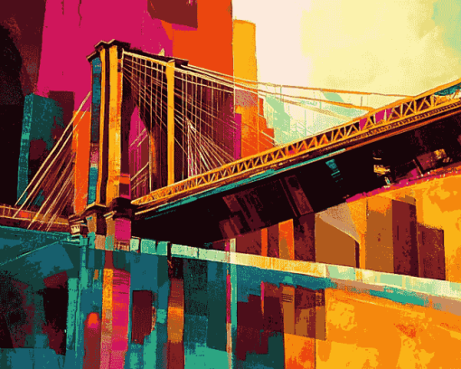 Colorful Brooklyn Bridge Cityscape Diamond Painting