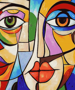 Colorful Cubism Faces Diamond Painting