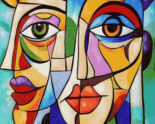 Colorful Cubism Faces Diamond Painting