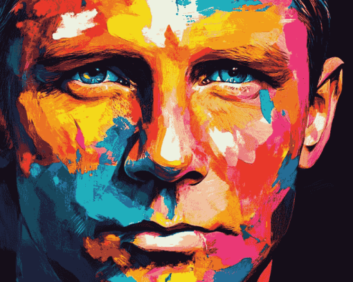 Colorful Daniel Craig Celebrity Diamond Painting