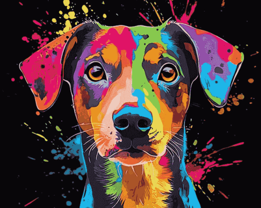 Colorful Dog Splatter Diamond Painting