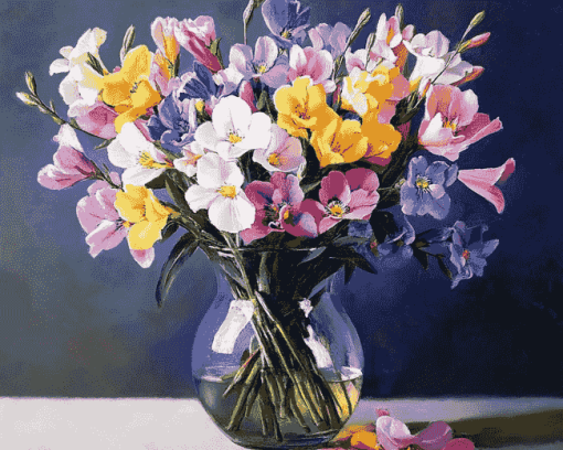 Colorful Freesias Bouquet Diamond Painting