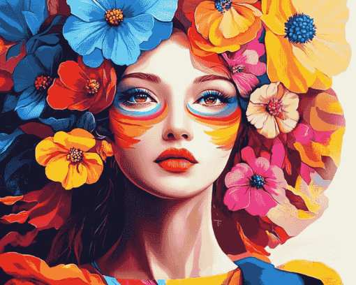 Colorful Lady Floral Diamond Painting