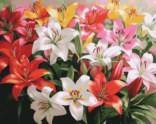 Colorful Lily Blossoms Diamond Painting