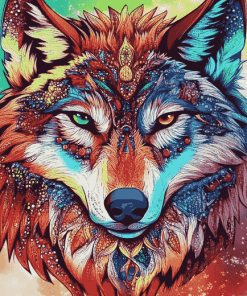 Colorful Mandala Wolf Diamond Painting