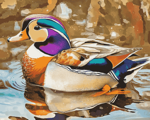 Colorful Mandarin Duck Diamond Painting