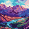 Colorful Mountain Landscape Diamond Painting