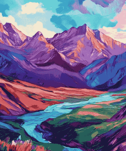 Colorful Mountain Landscape Diamond Painting