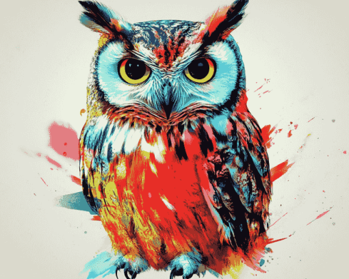 Colorful Night Owl Diamond Painting