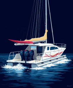 Colorful Pontoon Sailboats Diamond Painting