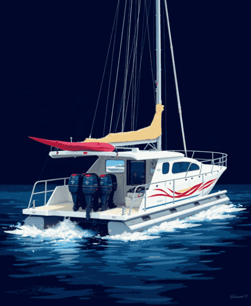 Colorful Pontoon Sailboats Diamond Painting