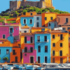 Colorful Sardinian Cityscape Diamond Painting