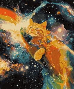 Colorful Space Cat Diamond Painting