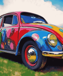 Colorful Volkswagen Bug Engines Diamond Painting