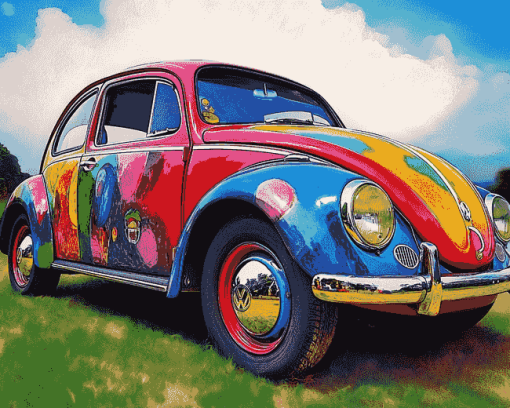 Colorful Volkswagen Bug Engines Diamond Painting