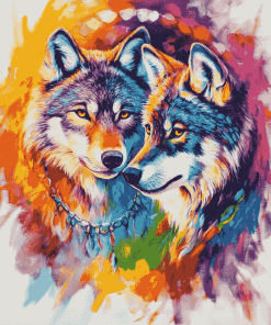 Colorful Wolves of the Wild Diamond Painting