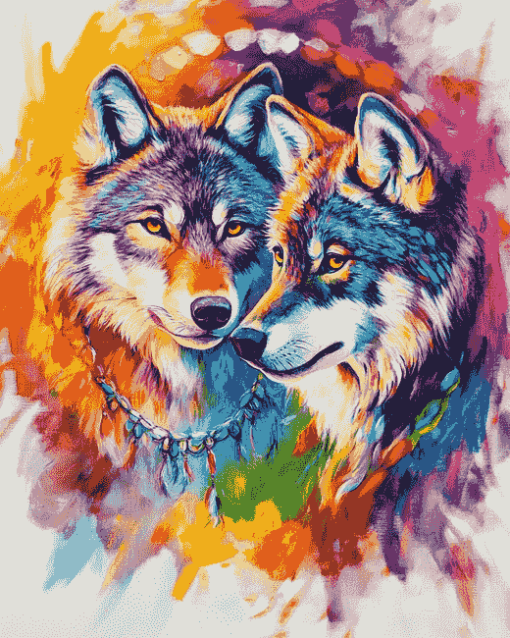 Colorful Wolves of the Wild Diamond Painting