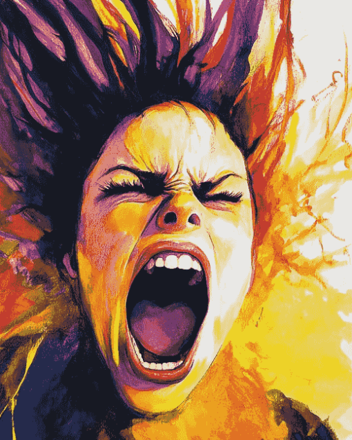 Colorful Woman Screaming Diamond Painting