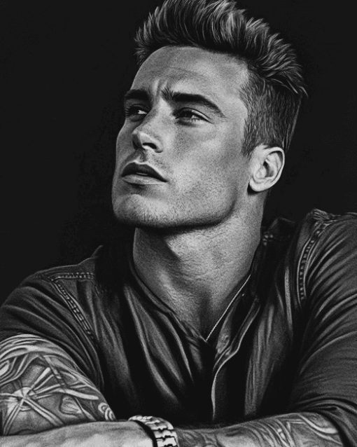 Colton Haynes Black and White Diamond Painting