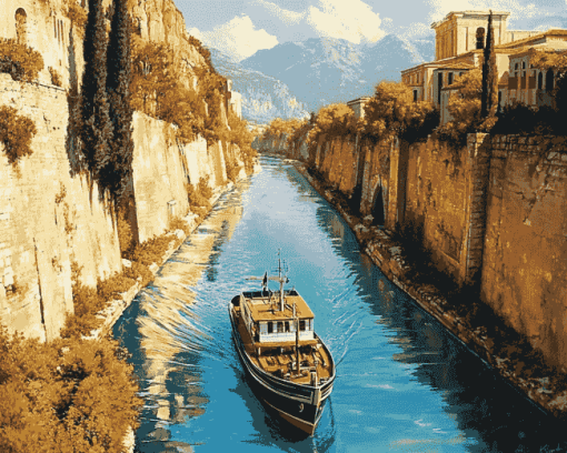 Corinth Canal Greece Landscape Diamond Painting