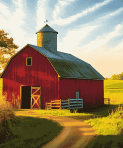 Country Barn Landscape Diamond Painting