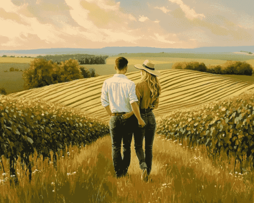 Countryside Romance in Farm Fields Diamond Painting