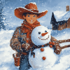 Cowboy Snowman Winter Wonderland Diamond Painting