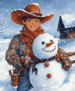 Cowboy Snowman Winter Wonderland Diamond Painting