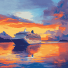 Cruise Ship Sunset Seascape Diamond Painting