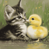 Cute Animals Duck and Cat Diamond Painting