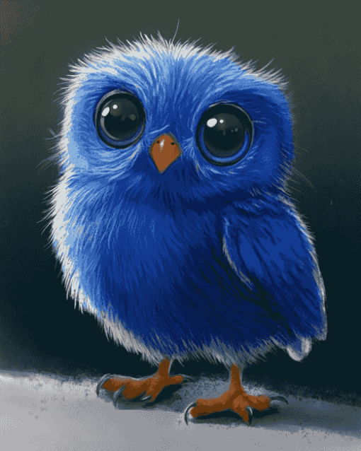 Cute Blue Owl Diamond Painting