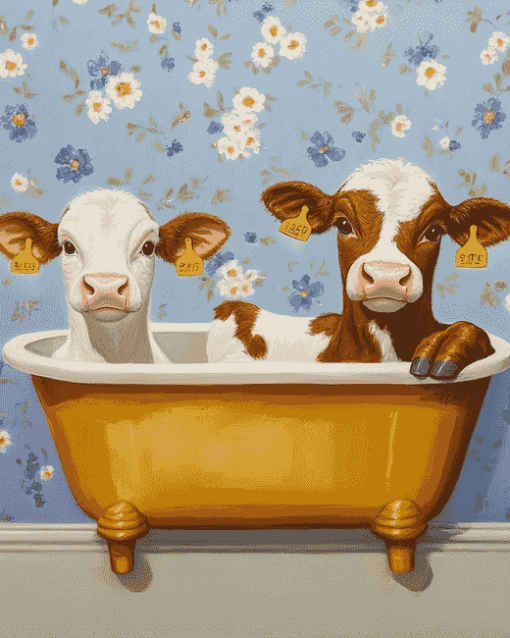 Cute Cows and Calfs Diamond Painting