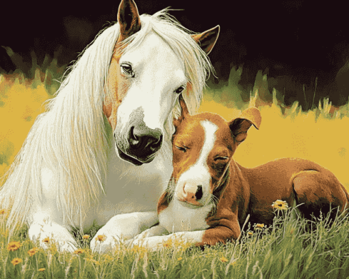 Cute Dog and Horse Diamond Painting