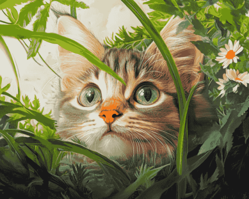 Cute Kitty Plant Diamond Painting