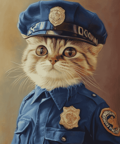 Cute Kitty Police Outfit Diamond Painting