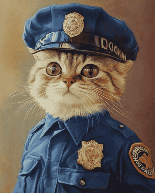 Cute Kitty Police Outfit Diamond Painting