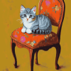 Cute Kitty on Chair Diamond Painting