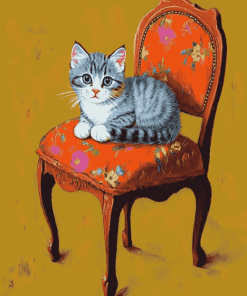 Cute Kitty on Chair Diamond Painting