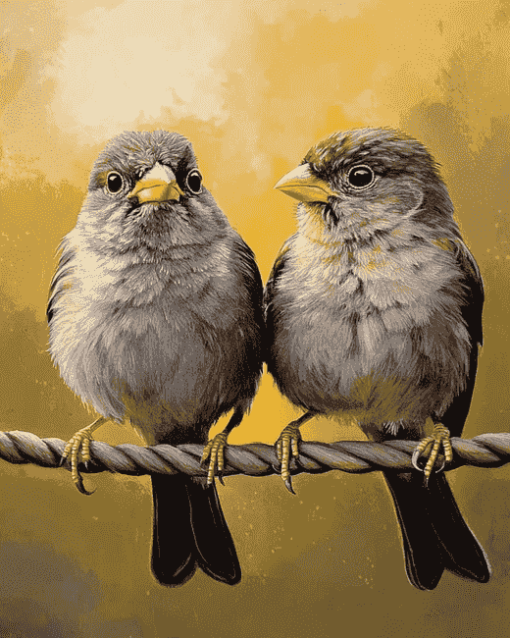 Cute Moineau Bird Diamond Painting