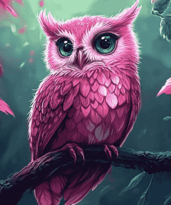 Cute Pink Bird Owl Diamond Painting