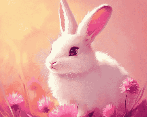 Cute Pink Bunny Rabbit Diamond Painting