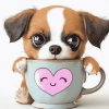 Cute Puppy in a Cup Diamond Painting