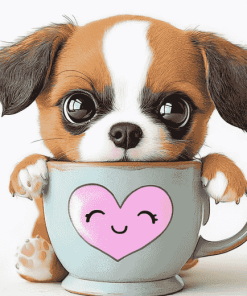 Cute Puppy in a Cup Diamond Painting