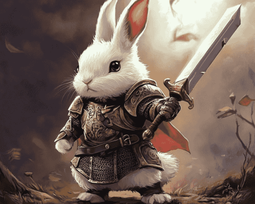 Cute Rabbit Knight Adventure Diamond Painting