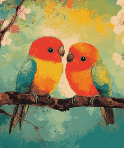 Cute Red Birds Diamond Painting